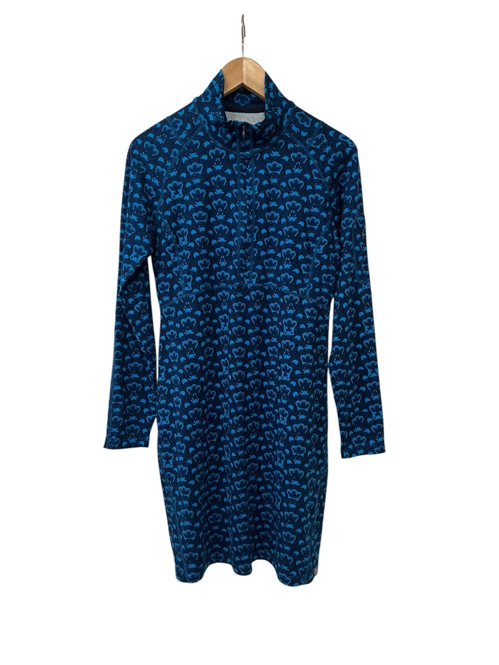 Title Nine Dress Blue Synergy Getaway Long Sleeve Mock Neck Half Zip M